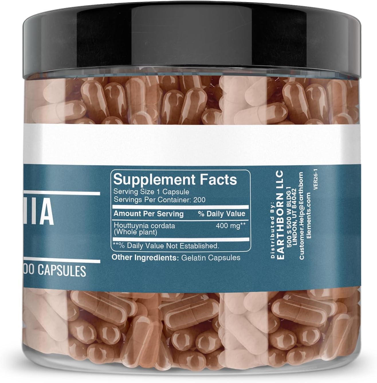 Earthborn Elements Houttuynia Cordata 200 Capsules, Pure and Undiluted, No Additives - görsel 2