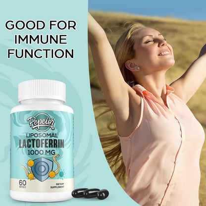 Liposomal Bovine Lactoferrin 1000 mg – for Iron Absorption & Immune Function, 60 Softgels (2 Bottles)