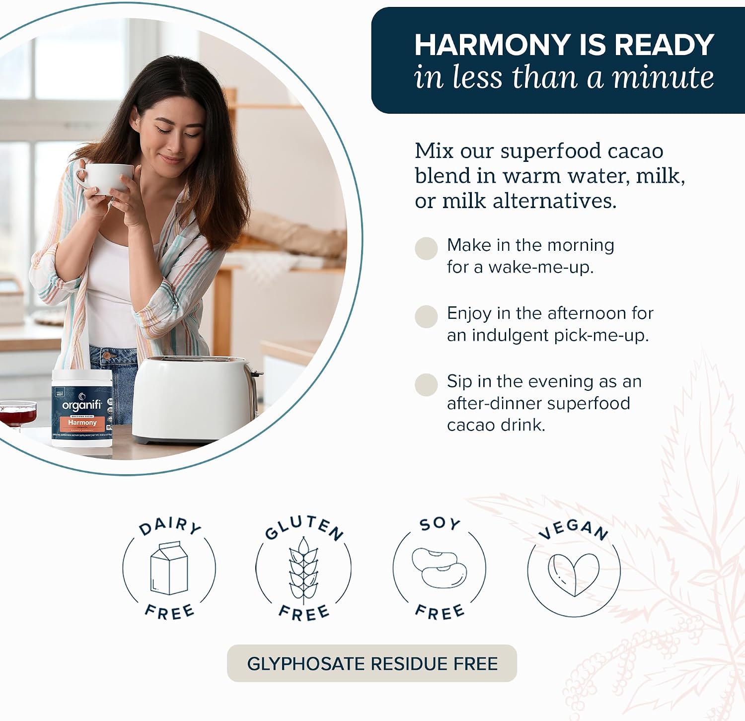 Organifi Harmony - Hormone Support for Women with Organic Cacao Superfood Powder, 30 Servings - görsel 7