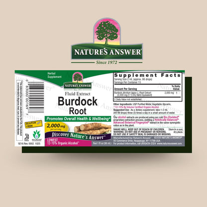 Nature's Answer Burdock Root with Organic Alcohol Extract, 30 ml