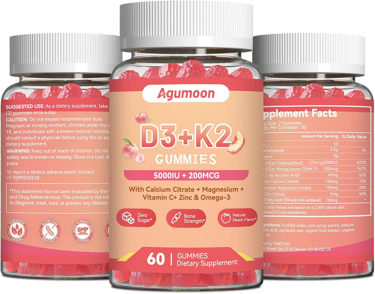 Agumoon Vitamin D3 K2 Gummies for Adults, 60 Gummies - görsel 8