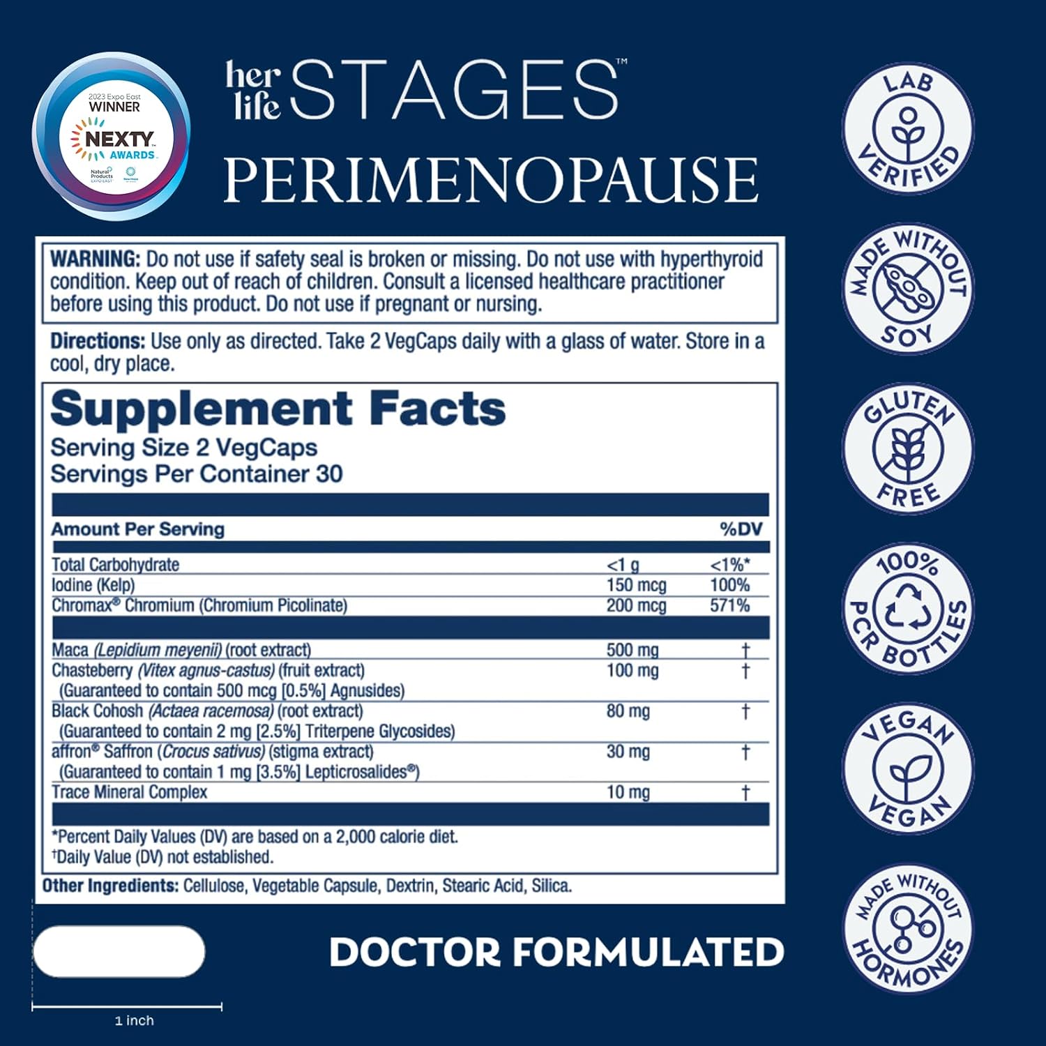 SOLARAY Perimenopause her Life Stages - Perimenopause Supplements for Women - Hot Flushes & Menopause Support with Saffron & Chasteberry - 60 VegCaps - görsel 2