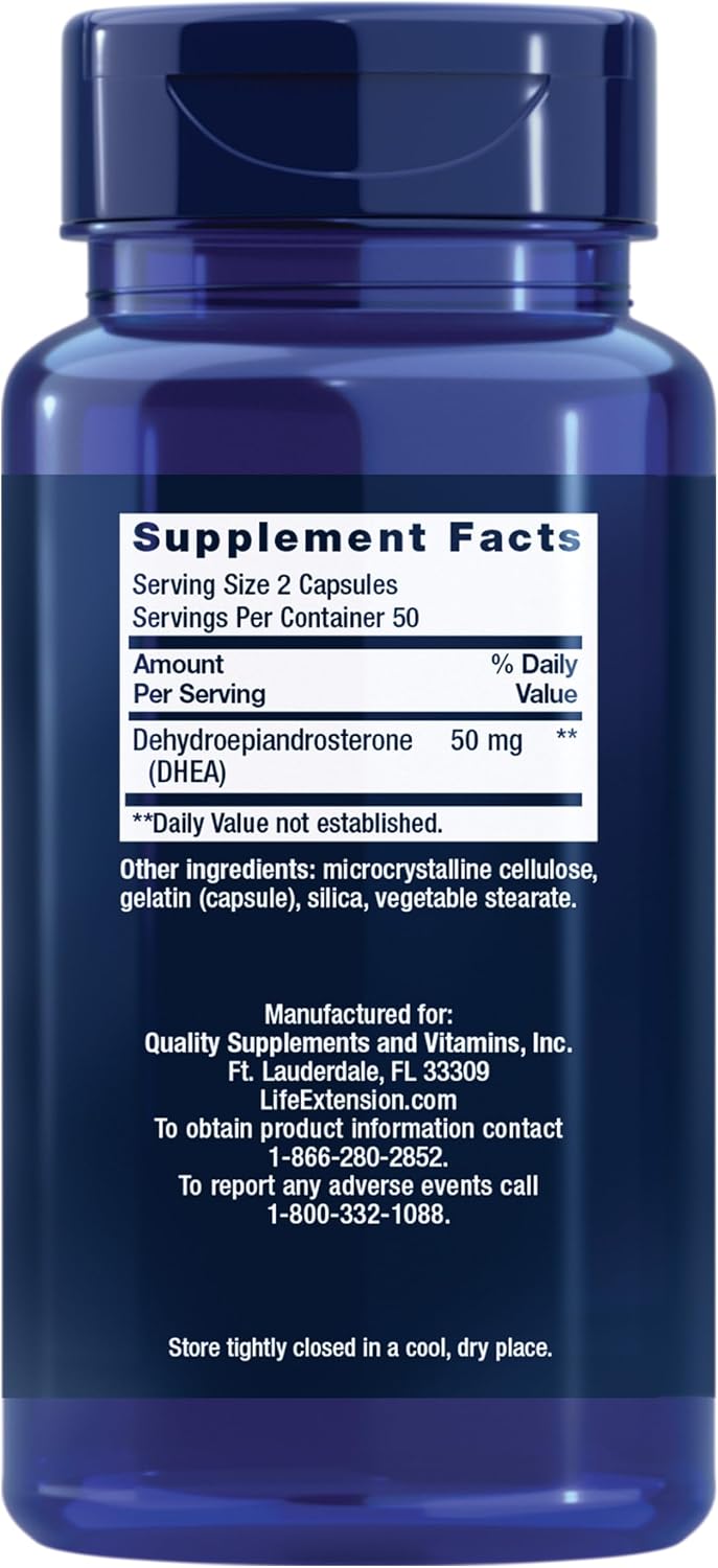 Life Extension DHEA 25 mg – Hormone Balance Supplement, 100 Capsules - görsel 2