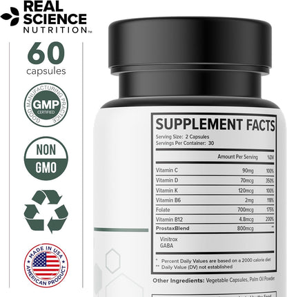 Real Science Nutrition Prostax - Natural Bladder and Kidney Support Supplement for Men