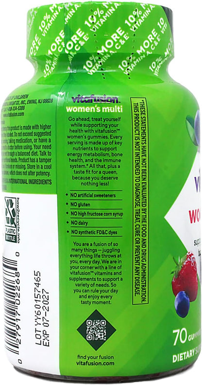 Vitafusion Women's Gummy Vitamins, 70 Count - Berry Flavour (Gluten & Dairy-free)