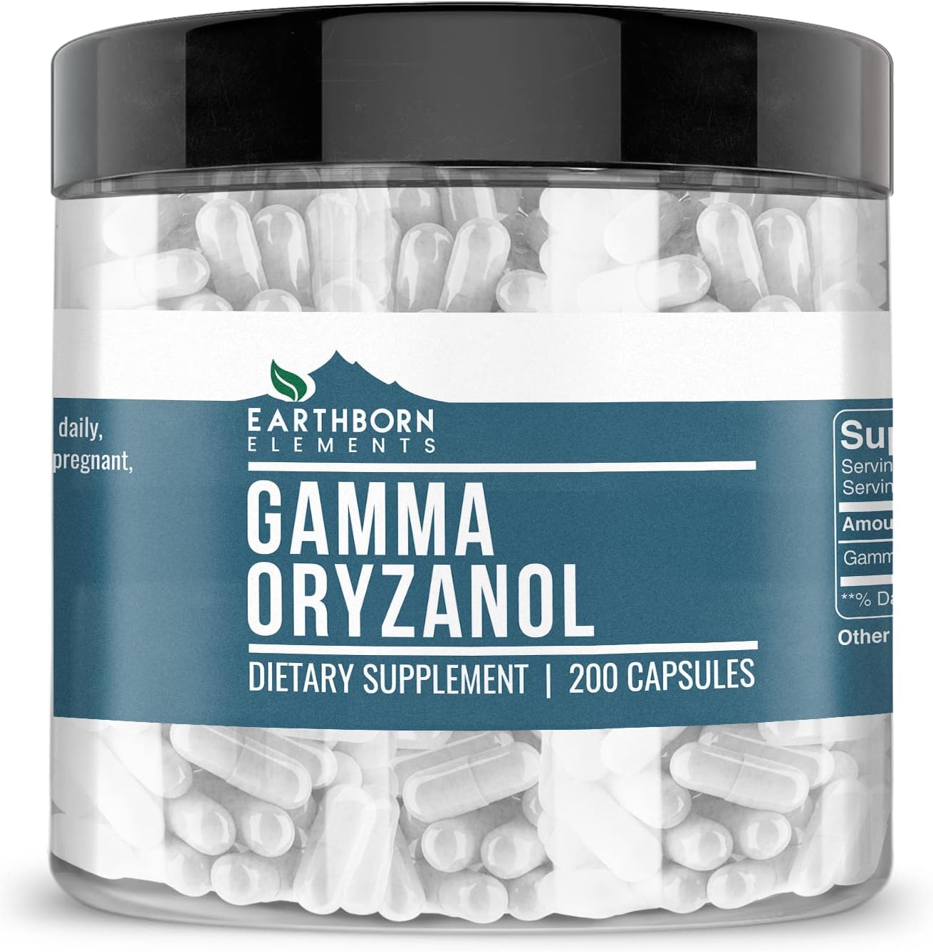 Earthborn Elements Gamma Oryzanol 200 Capsules, Pure and Undiluted, No Additives - görsel 1