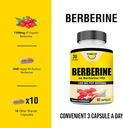 Berberine 1200mg Per Serving as Berberine HCl, 60 Vegetarian Capsules