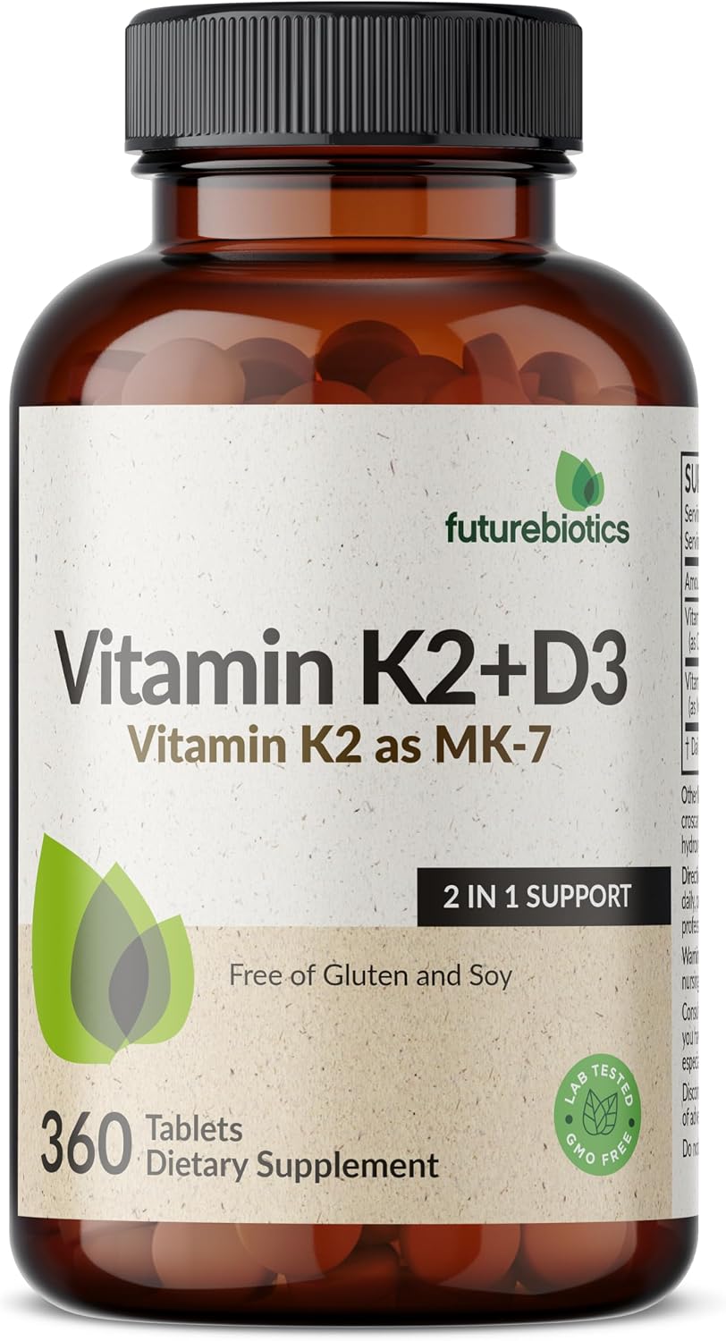 Futurebiotics Vitamin K2 with D3, 2 in 1 Support, 5000 IU Vitamin D3 & 90 mcg Vitamin K2 MK-7 Non-GMO, 360 Tablets - görsel 5