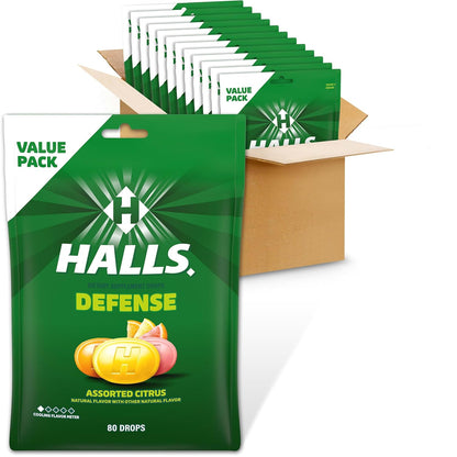 HALLS Defence Mixed Citrus Vitamin C Food Supplement Drops, 960 ct