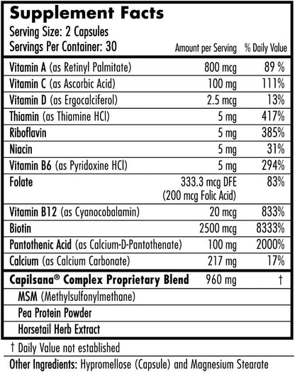 Hairfinity Hair Vitamins - Biotin, Amino Acids & Capilsana Complex for Hair Growth Support - Vegan - 120 Veggie Capsules