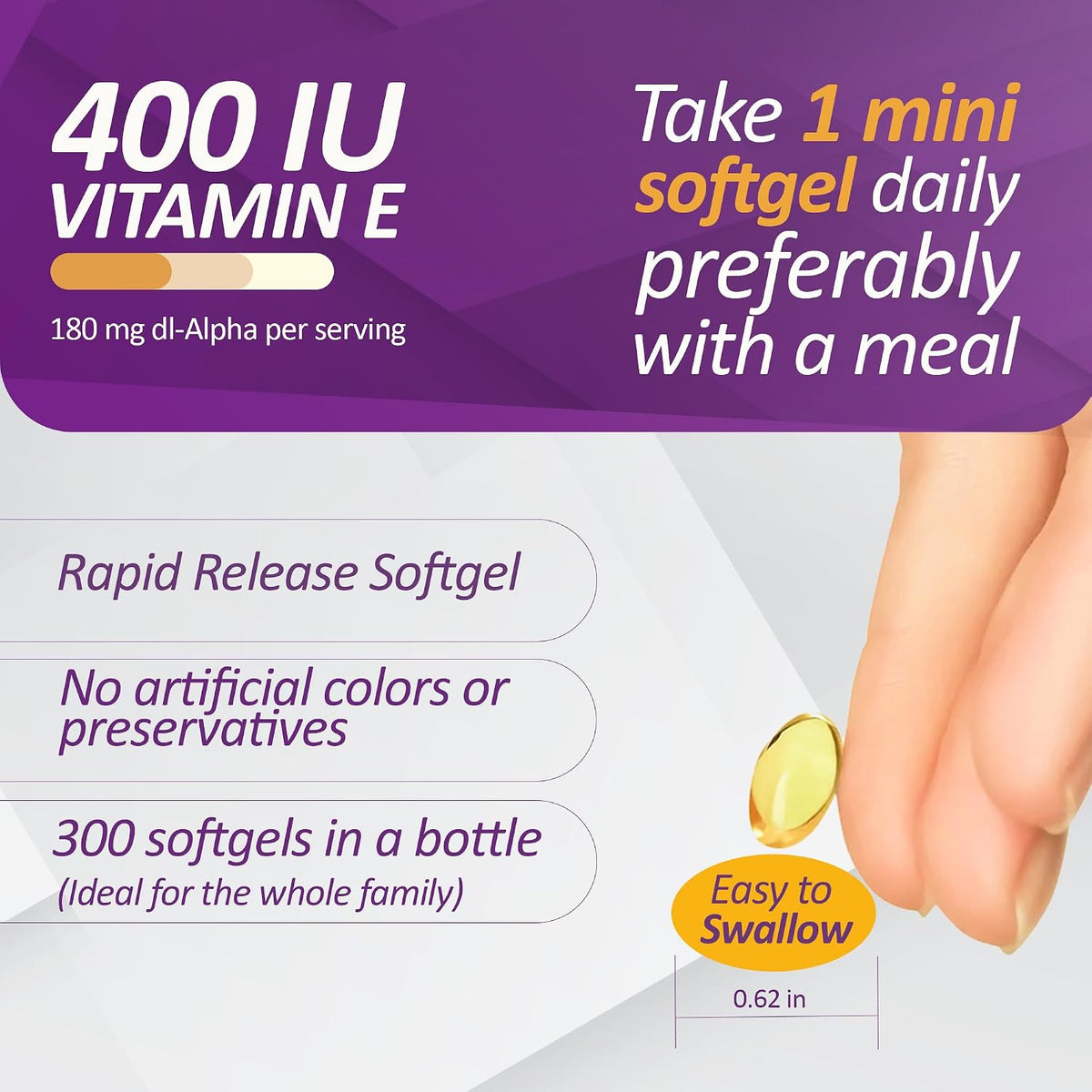 Prati Donaduzzi Vitamin E 300 Soft gel capsule Capsules, 400 IU (180 mg dl-Alpha) - görsel 4