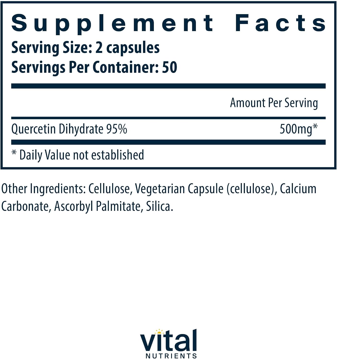 Vital Nutrients Quercetin – Vegan Bioflavonoid Supplement for Sinus, Respiratory, Heart & Immune Support, 500mg, 100 Capsules - görsel 2