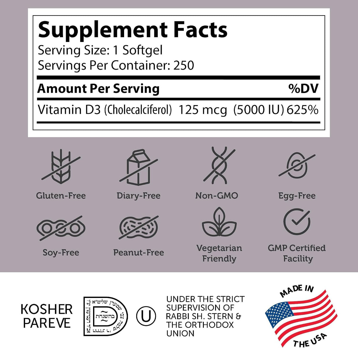 Zahler – Advanced Vitamin D3 5000 IU Soft gel capsules (250 Count) - görsel 2