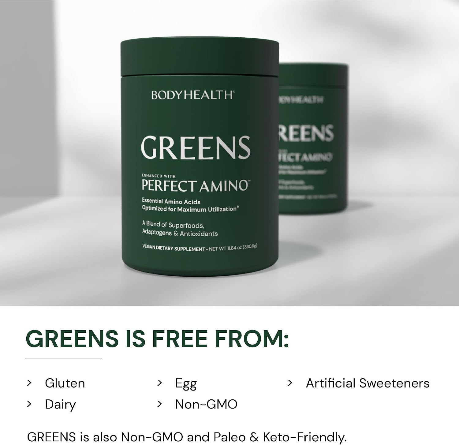 BodyHealth Perfect Greens Formula - Superfood Green Apple Smoothie Powder (30 Servings) - görsel 9
