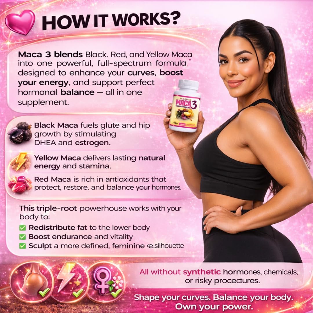Maca 3 Capsules – Black, Red & Yellow Maca Root Blend – Women's Wellness & Natural Body Support – Herbal Formula - görsel 4