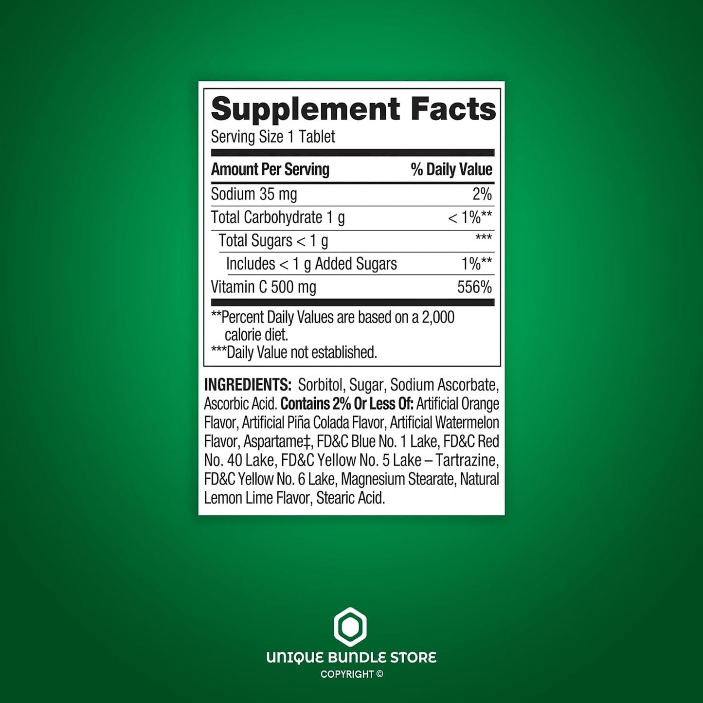 Vitamin C 500mg, Tropical Fruit Flavour 200 Tablets, Chewable Vitamin C, Food Supplement + 7 Day Tablet Organiser Included (Pack of 2) - görsel 3