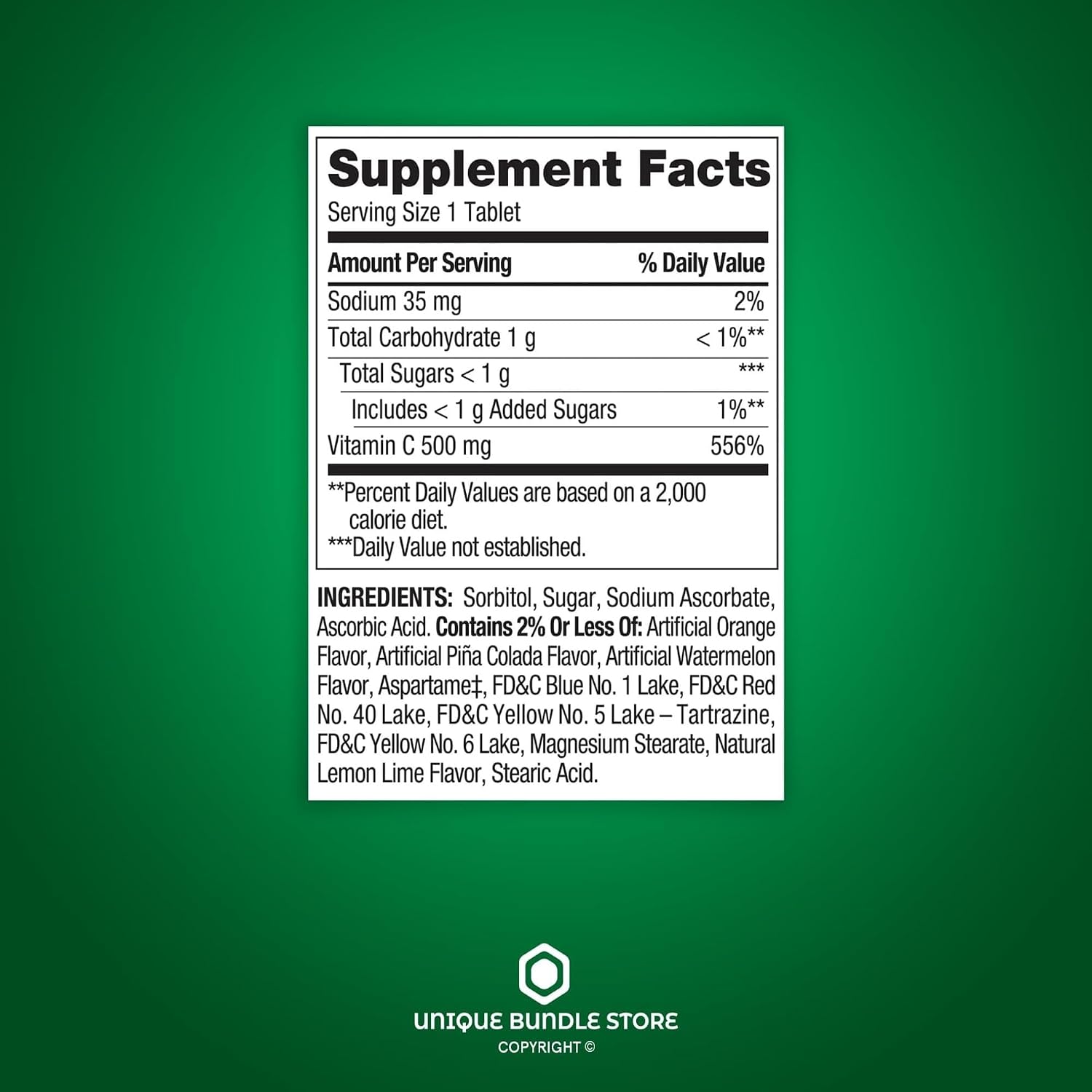 Vitamin C 500mg, Tropical Fruit Flavour 200 Tablets, Chewable Vitamin C, Food Supplement + 7 Day Tablet Organiser Included (Pack of 2) - görsel 3