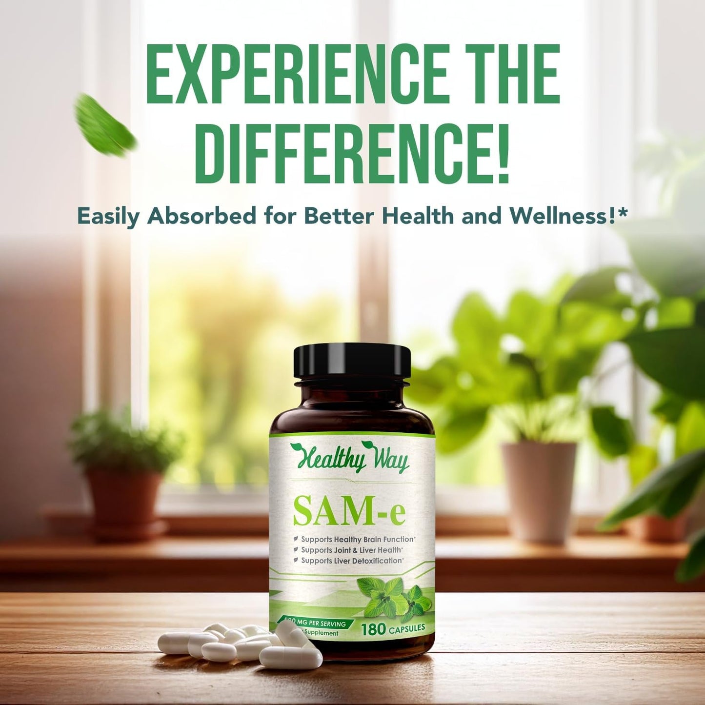 HealthyWayRx SAM-e 500mg Supplement – S-Adenosyl-L-Methionine for Brain, Liver & Mood Support – 180 Capsules - görsel 6