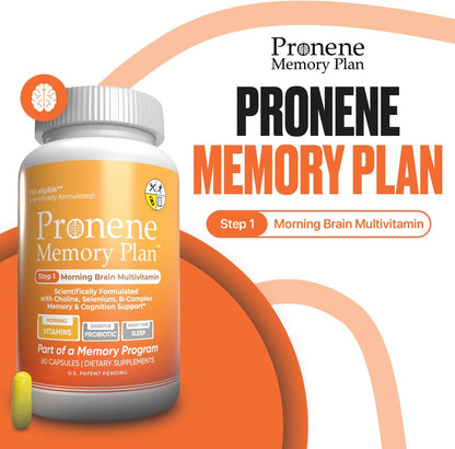 Pronene Memory Plan Morning Brain Multivitamin – Research-Backed Dosage for Adults 50+ – Created by a Neuroscientist (60 Capsules)