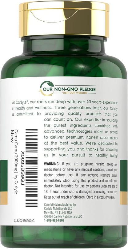Carlyle Camu Camu with Vitamin C - 150 Capsules - Non-GMO & Gluten-free