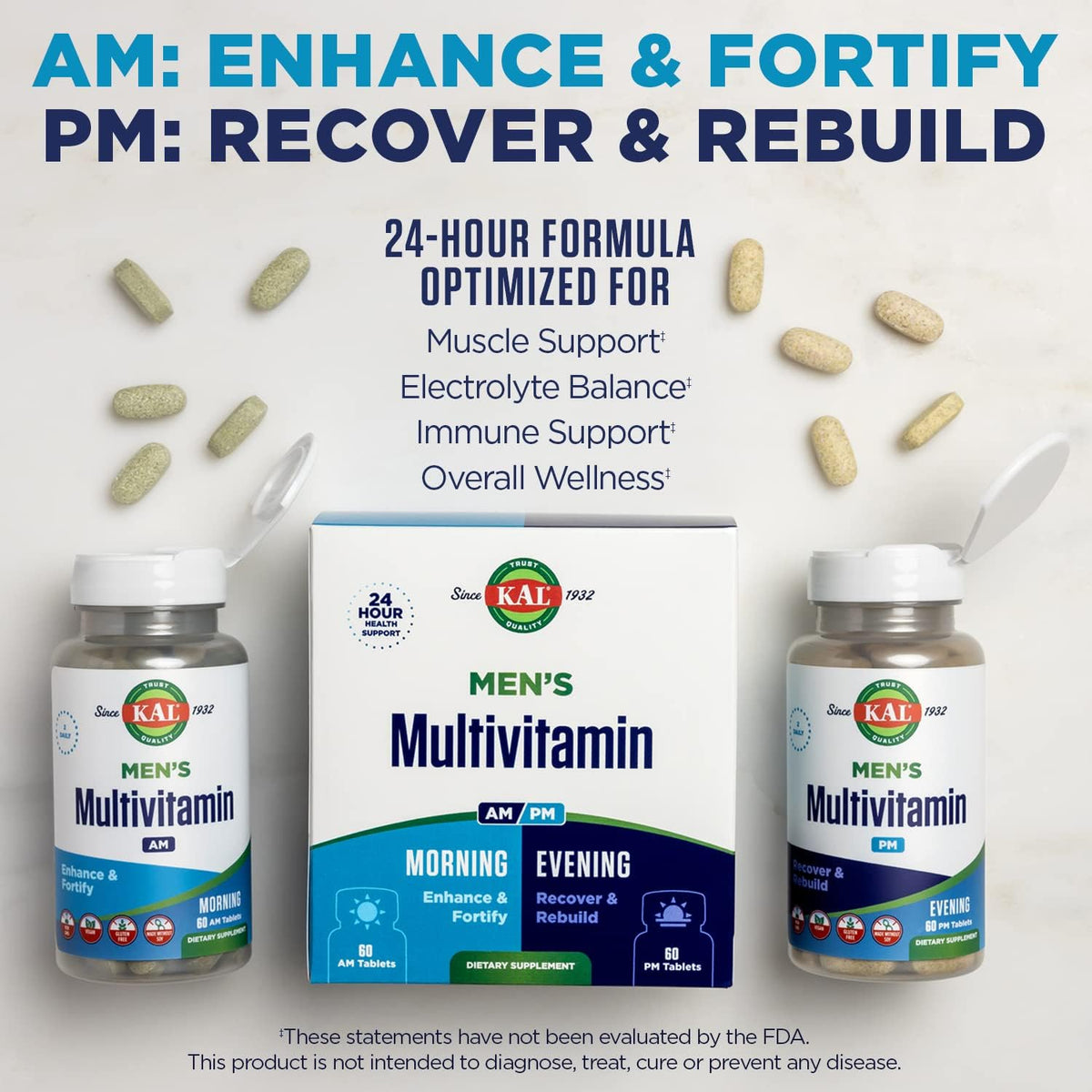 KAL Men's Multivitamin AM/PM - 120 Tablets (30 Servings) - görsel 5