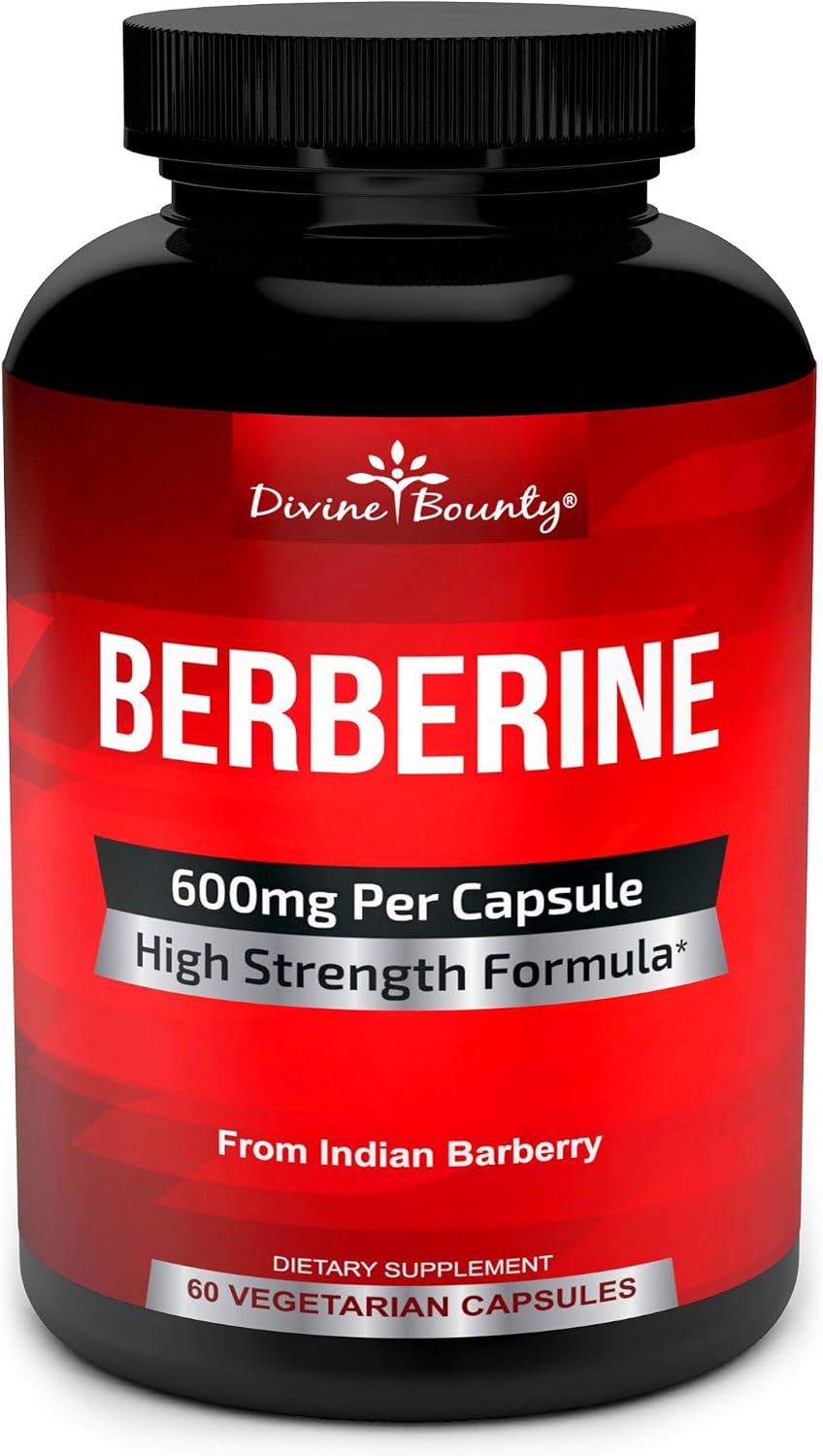 Divine Bounty Pure Berberine Complex - 600mg Berberine HCl Food Supplement - 60 Vegetarian Capsules - görsel 1