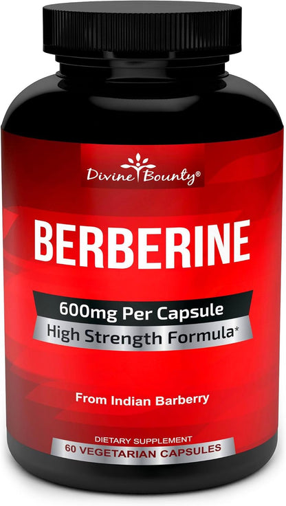 Divine Bounty Pure Berberine Complex - 600mg Berberine HCl Food Supplement - 60 Vegetarian Capsules