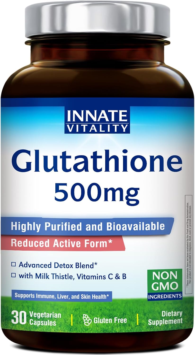 Innate Vitality Glutathione Supplement 500mg – Bioavailable Reduced Glutathione with Milk Thistle, Vitamin C, and B Complex - görsel 9