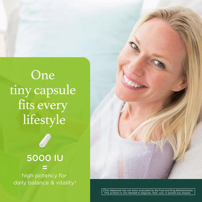 High Potency Vitamin D3 5000 IU – Immune Support & Bone Health, 120 Vegetarian Capsules