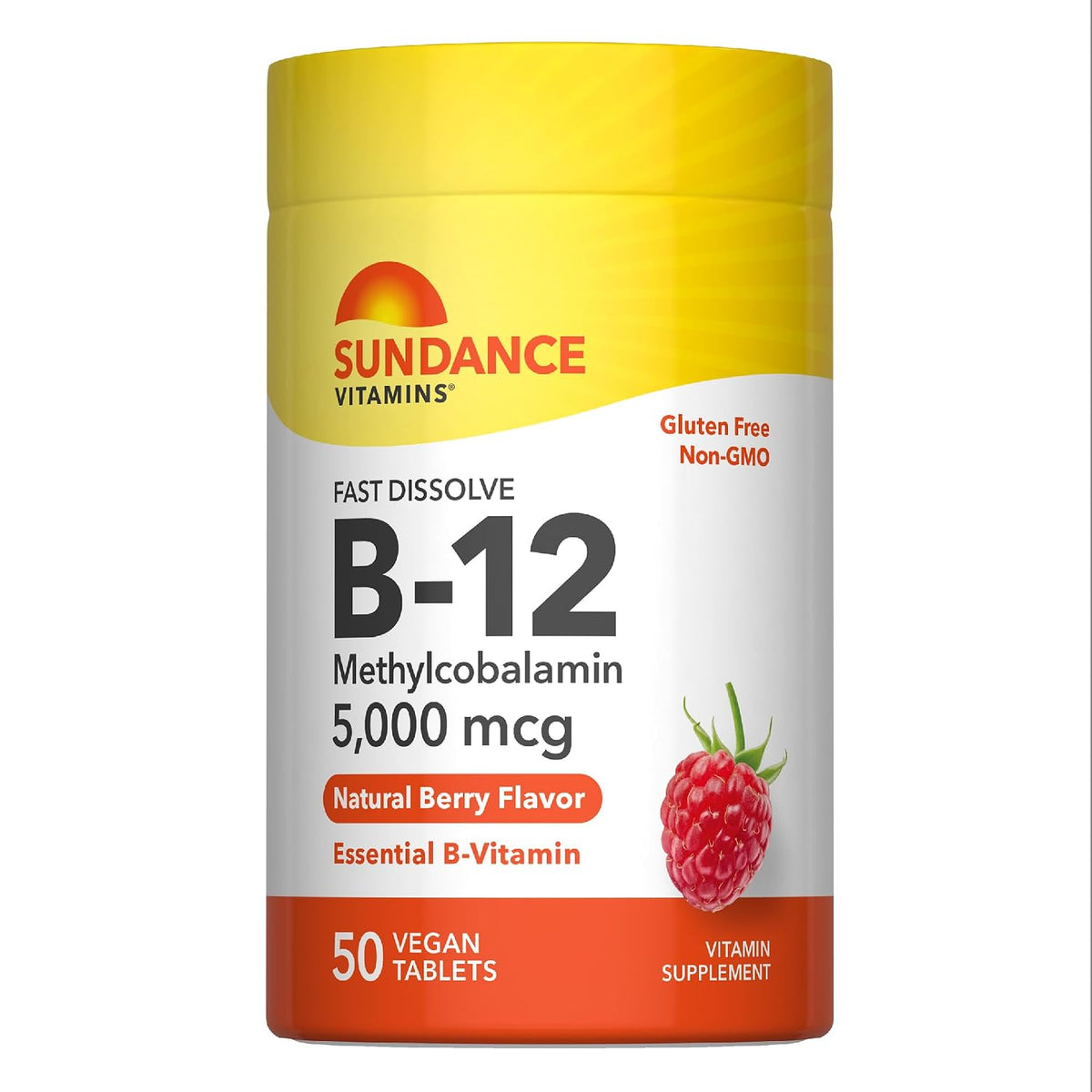 Sundance Vitamin B12 5000mcg Fast Dissolve Tablets, Methylcobalamin, Natural Berry Flavour, 50 Tablets - görsel 1