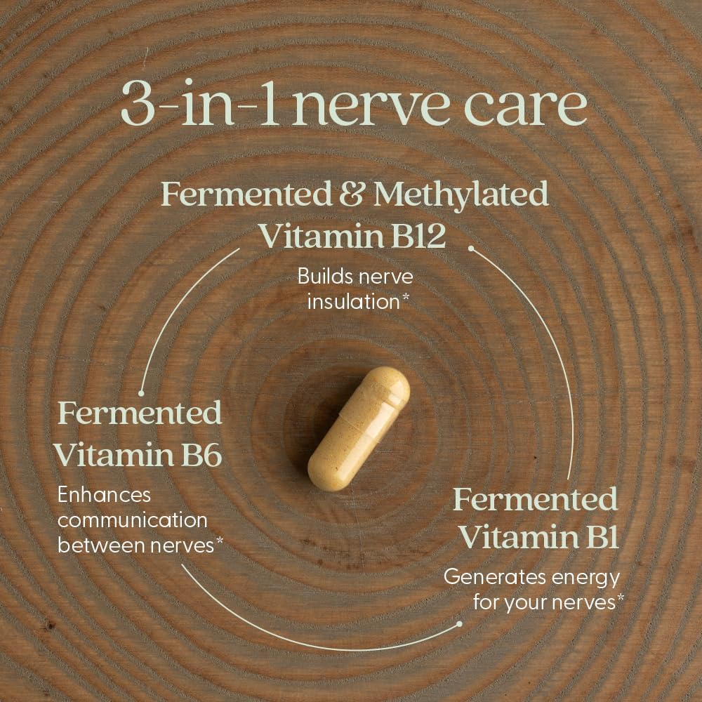 New Chapter Nerve Health Supplement for 3-in-1 Support from Head to Toe - Vitamin B1 Generates Energy for Nerves, Vitamin B6 Enhances Healthy Transmission, Vitamin B12 Builds Insulation, 30 Capsules - görsel 4