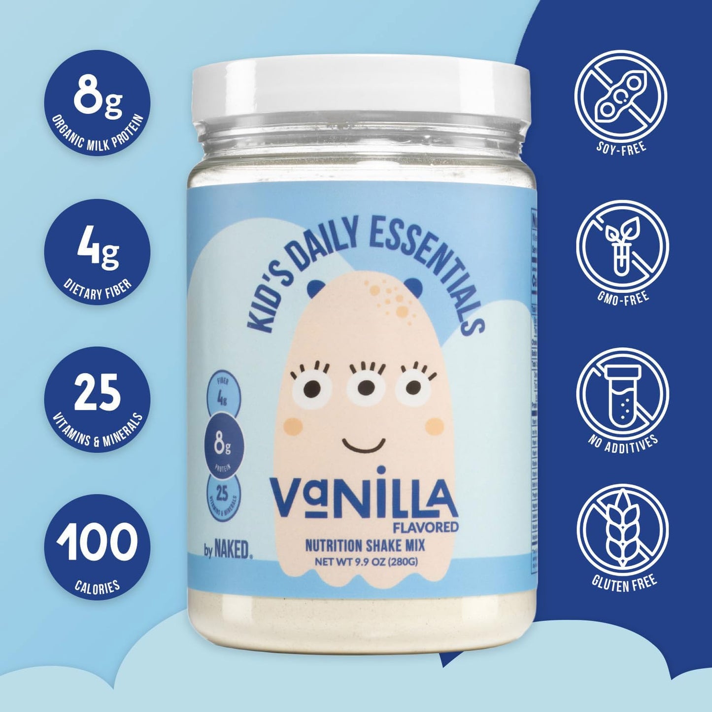 Naked Vanilla Kids Daily Essentials, Kids Protein Shake Made with Organic Milk, 6 Organic Vegetables, 25 Vitamins and Minerals, No Artificial Sweeteners, Flavours, Colours or Preservatives - görsel 3