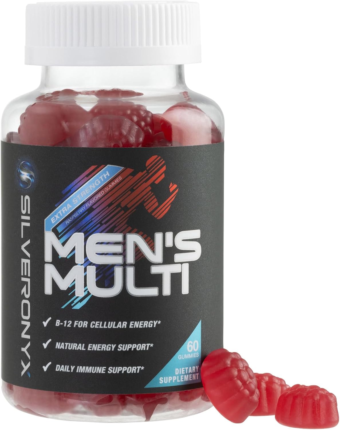 SILVERONYX Multivitamin for Men - Daily Men's Multivitamin Gummies with Vitamin D, B Vitamins, Zinc & More - Supports Energy and Immune Health - 60 Gummies - görsel 1