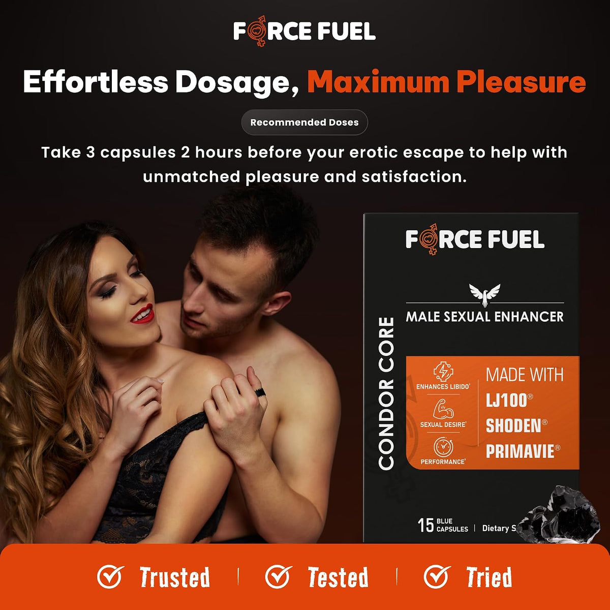 Condor Core – Male Enhancement Capsules – LJ100 Tongkat Ali, Shoden Ashwagandha, Primavie Shilajit (15 Capsules) - görsel 5