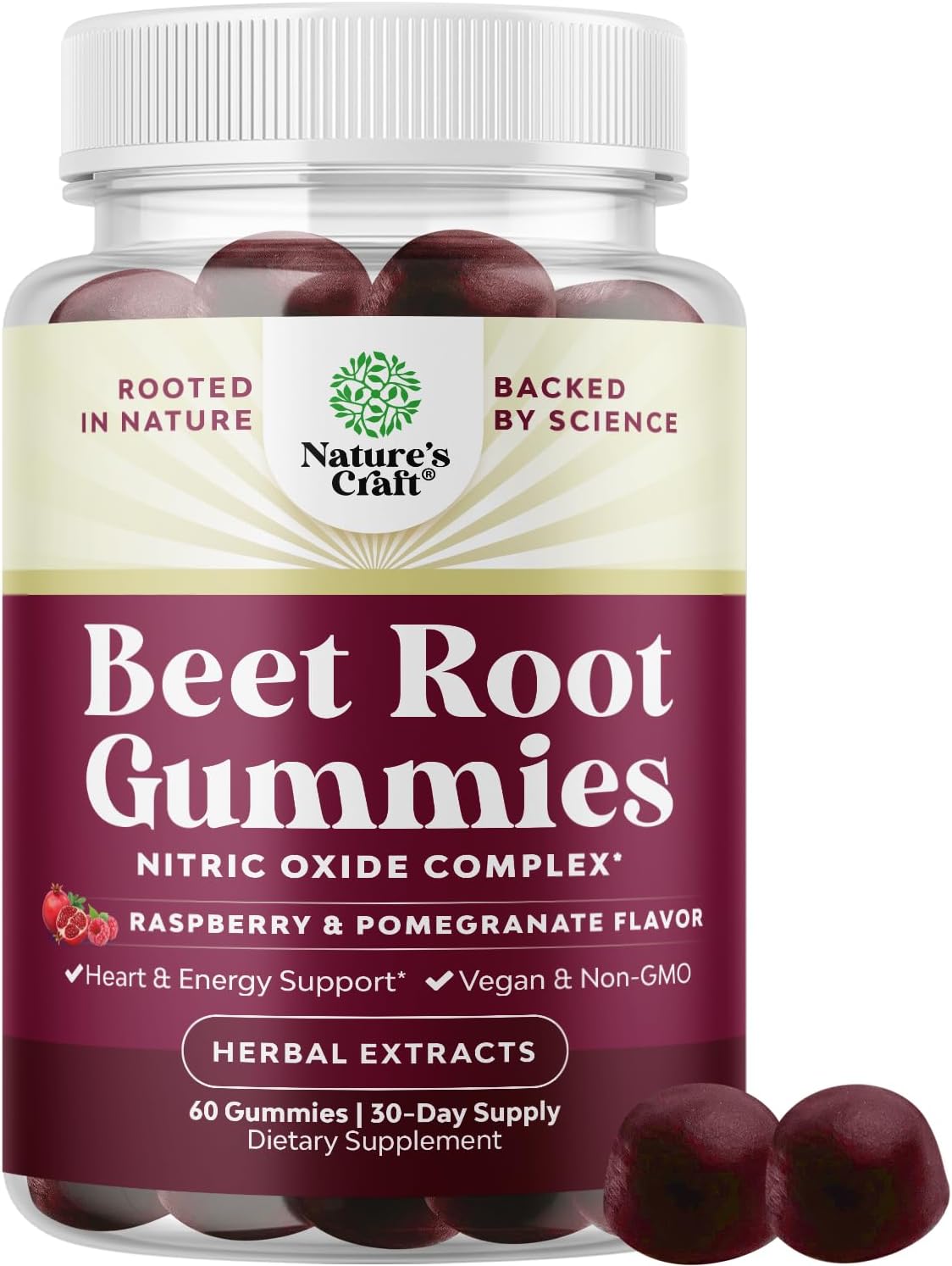 Flow Boosting Beetroot Gummies - Nitric Oxide Support with Pomegranate and Vitamin B12 - 60 Count - görsel 1