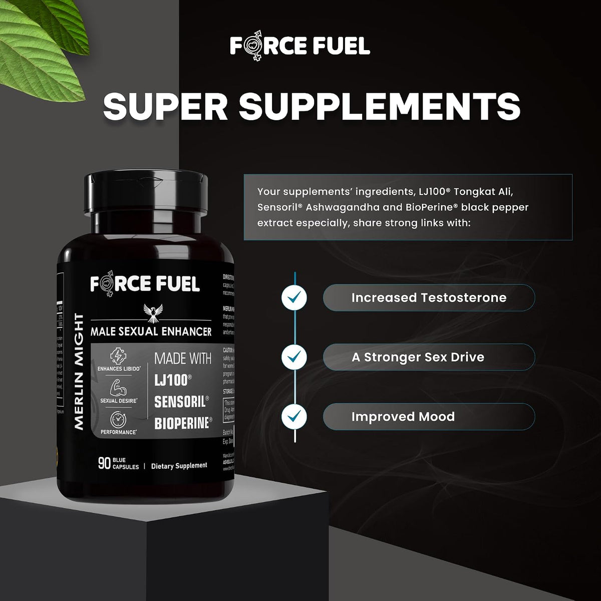 Force Fuel Merlin Might – Male Performance Support Supplement with Tongkat Ali and Ashwagandha - görsel 6