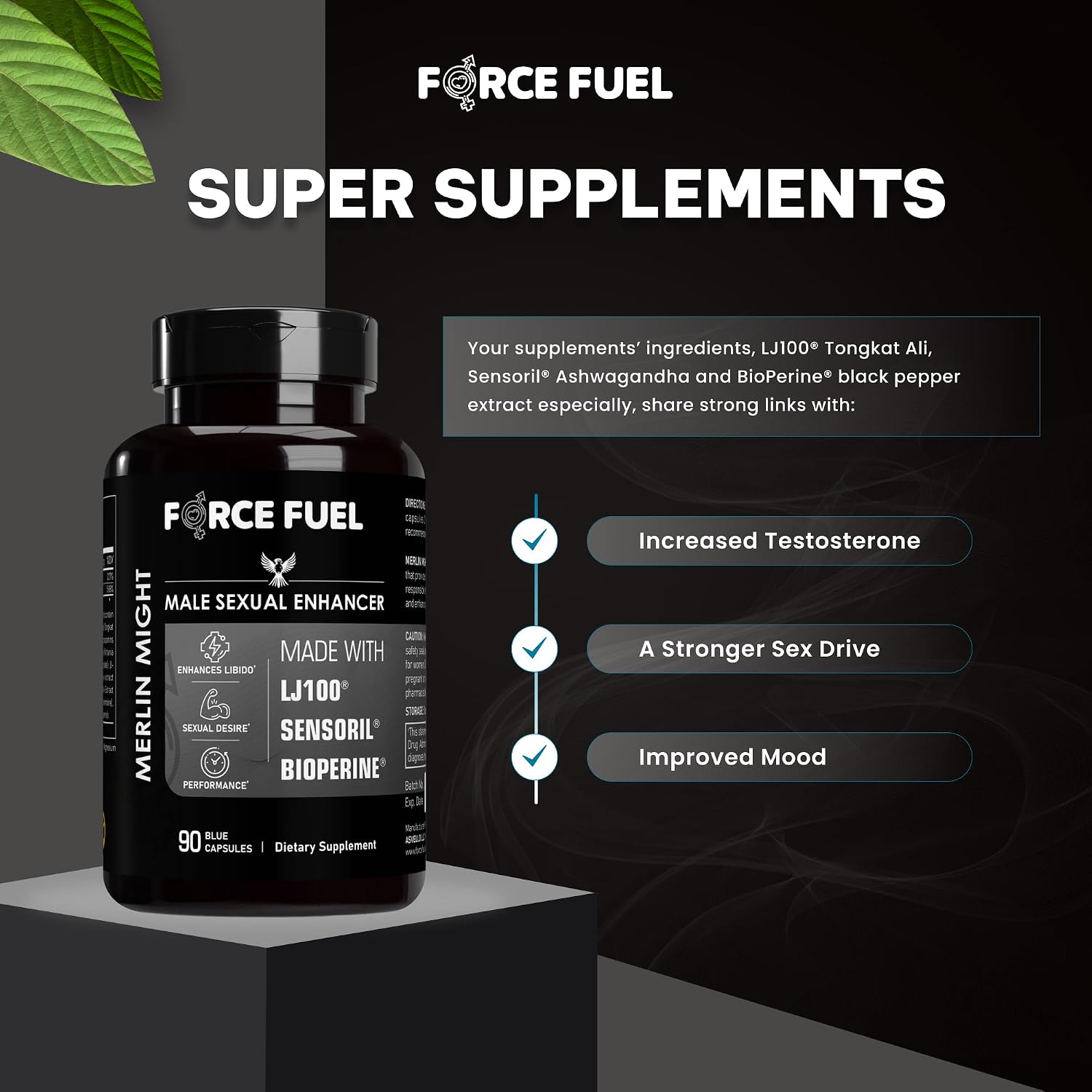 Force Fuel Merlin Might – Male Performance Support Supplement with Tongkat Ali and Ashwagandha - görsel 6