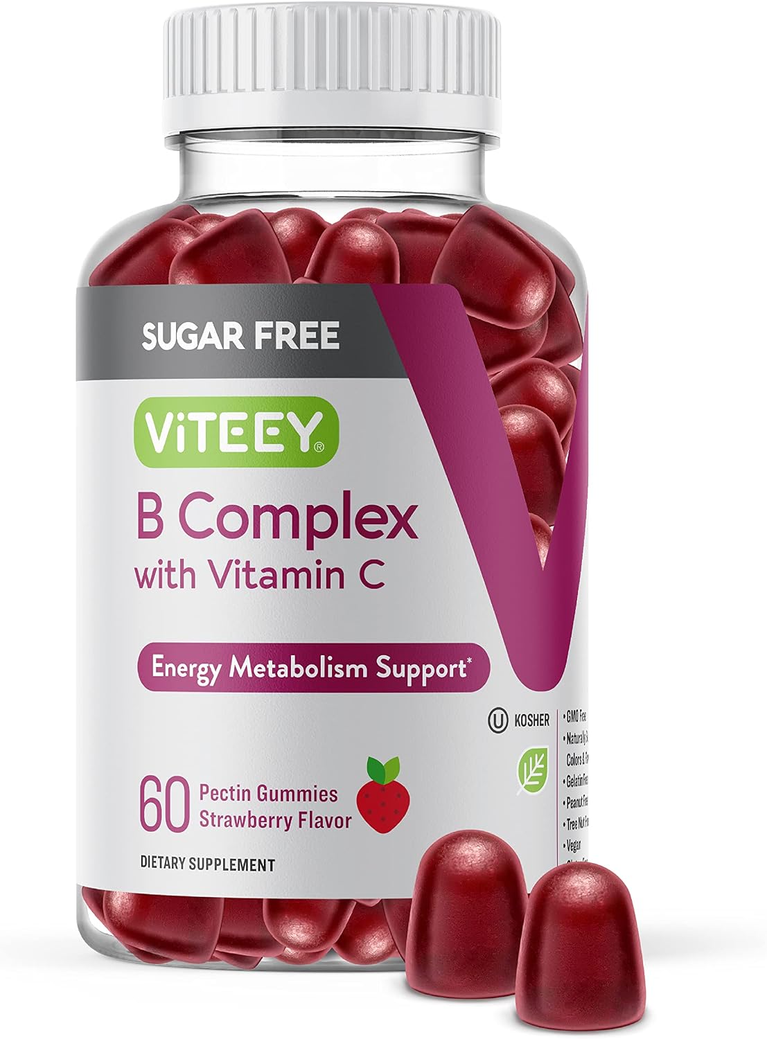 Viteey Vitamin B Complex Gummies with Vitamin C, Sugar Free Chewable Gummy - görsel 7
