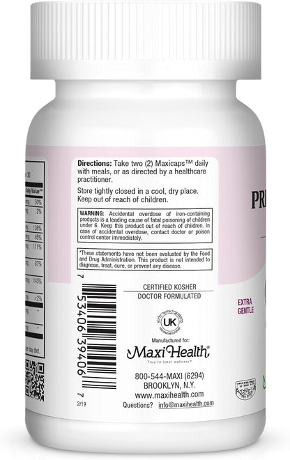 Maxi Health Prenatal Vitamins with Methyl Folate – 60 Capsules
