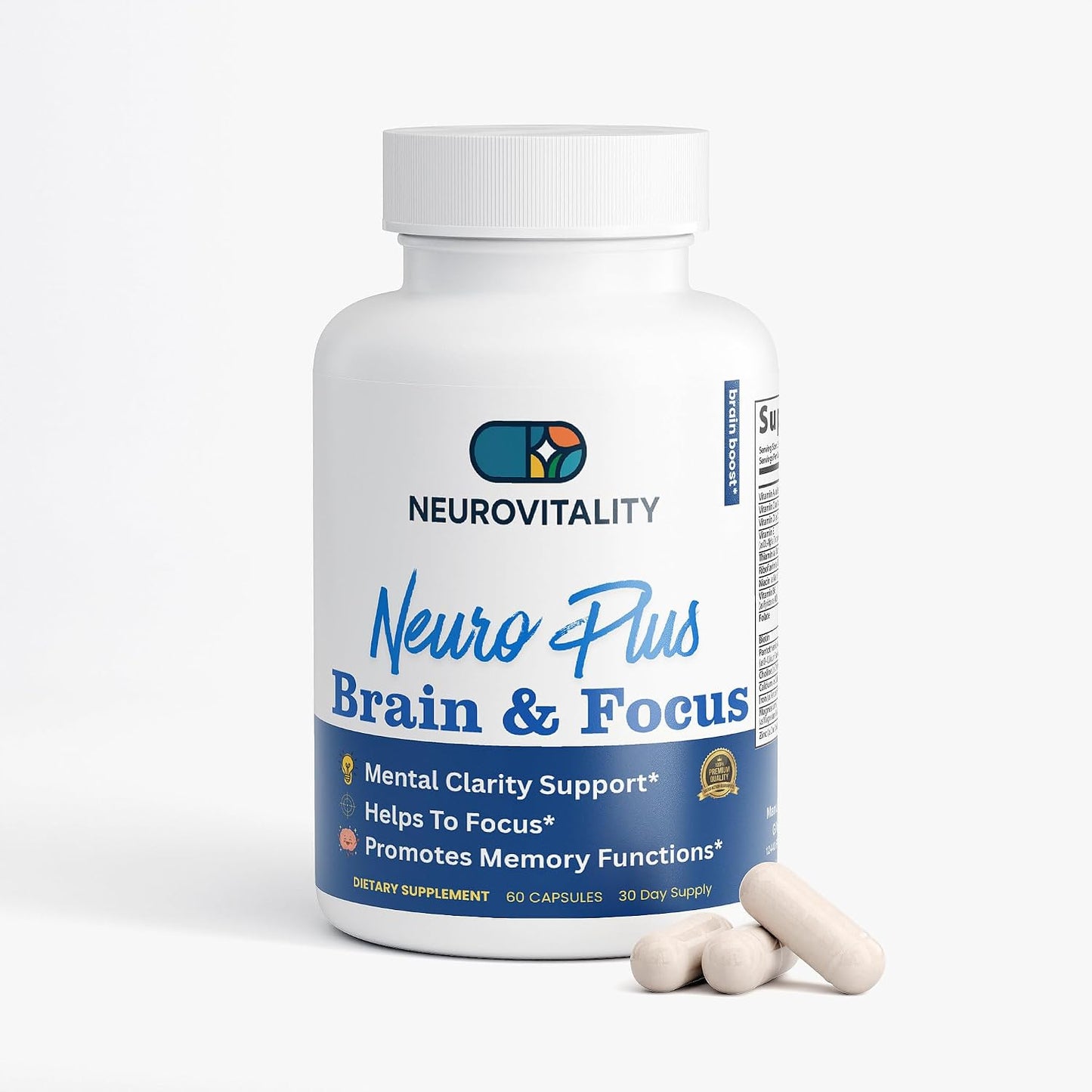 Neuro Plus Brain and Focus Formula – 40 Nootropic Blend for Memory, Focus & Cognitive Function (60 Capsules) - görsel 5
