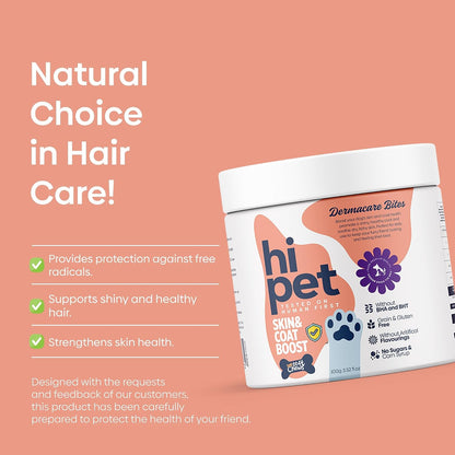 Skin and Coat Boosting Bites for Dogs - Soft Dog Chews, Dog Vitamins and Supplements, Supports Coat and Skin Appearance, 104 ml (Pack of 3)