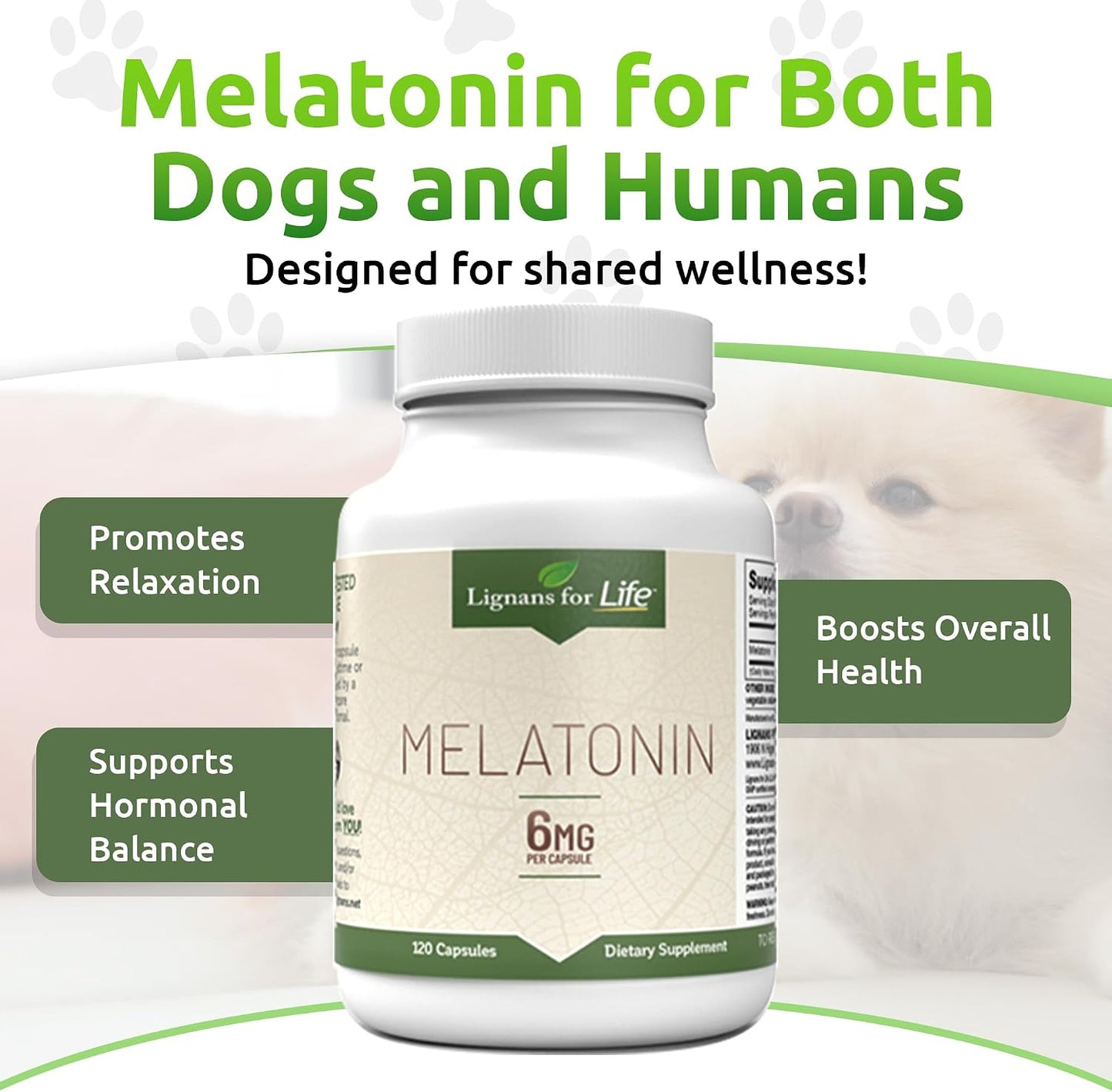 Melatonin for Dogs and People, 6mg - 120 Capsules - Capsules - Pet Supplement - Sleep Aid - görsel 5
