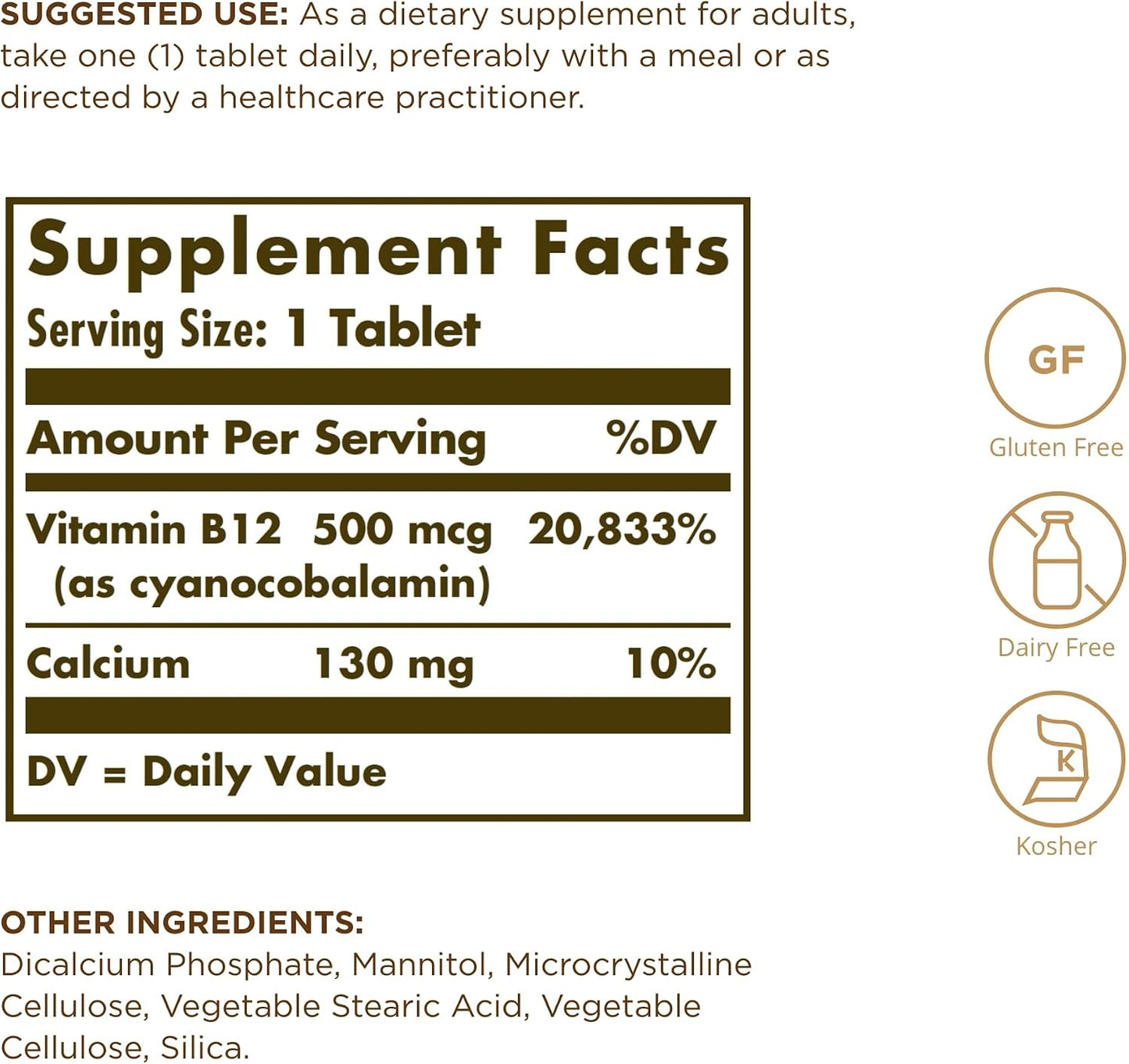 Solgar Vitamin B-12 500mcg Tablets, 100 Tablets - görsel 2