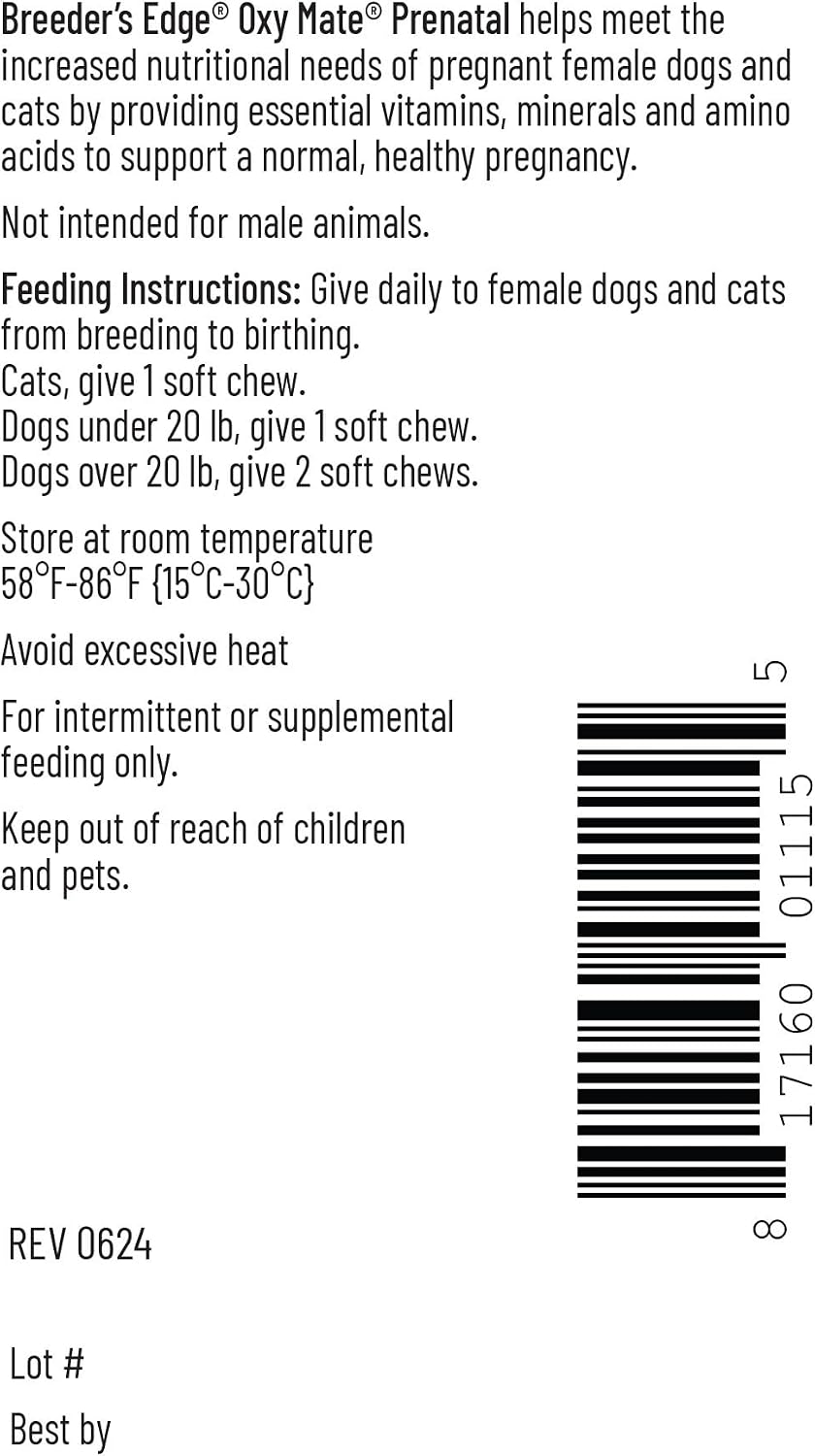 Breeder's Edge Oxy Mate Prenatal Supplements for Dogs & Cats, 60 Soft Chews - görsel 7