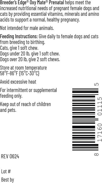 Breeder's Edge Oxy Mate Prenatal Supplements for Dogs & Cats, 60 Soft Chews