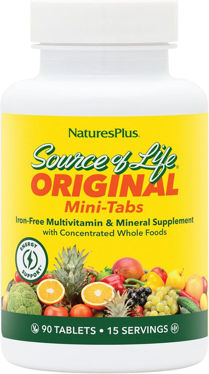 NaturesPlus Source of Life No Iron Multivitamin & Mineral Supplement - 180 Mini-Tabs