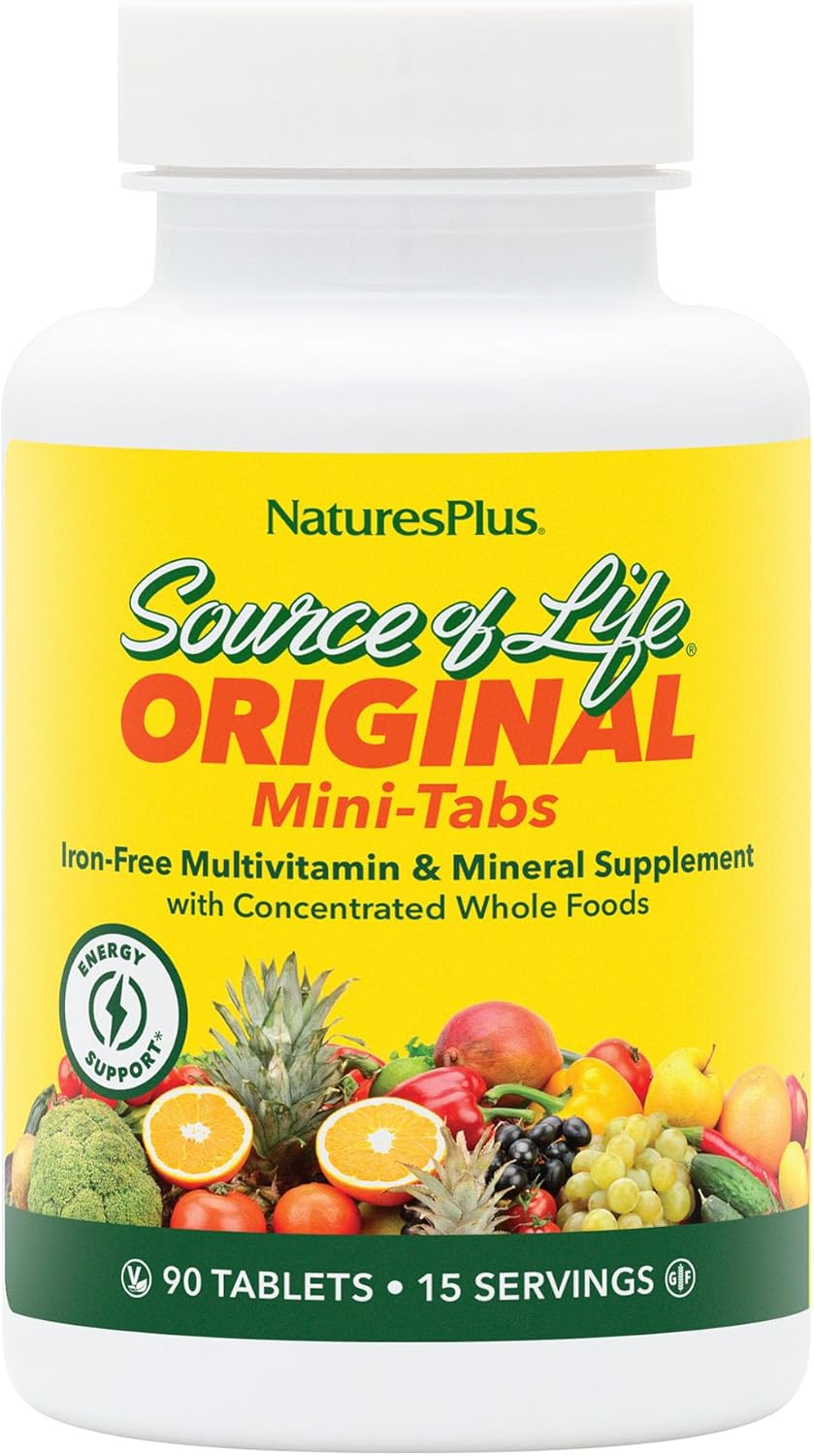 NaturesPlus Source of Life No Iron - 90 Mini-Tabs - Multivitamin and Mineral Supplement - görsel 1