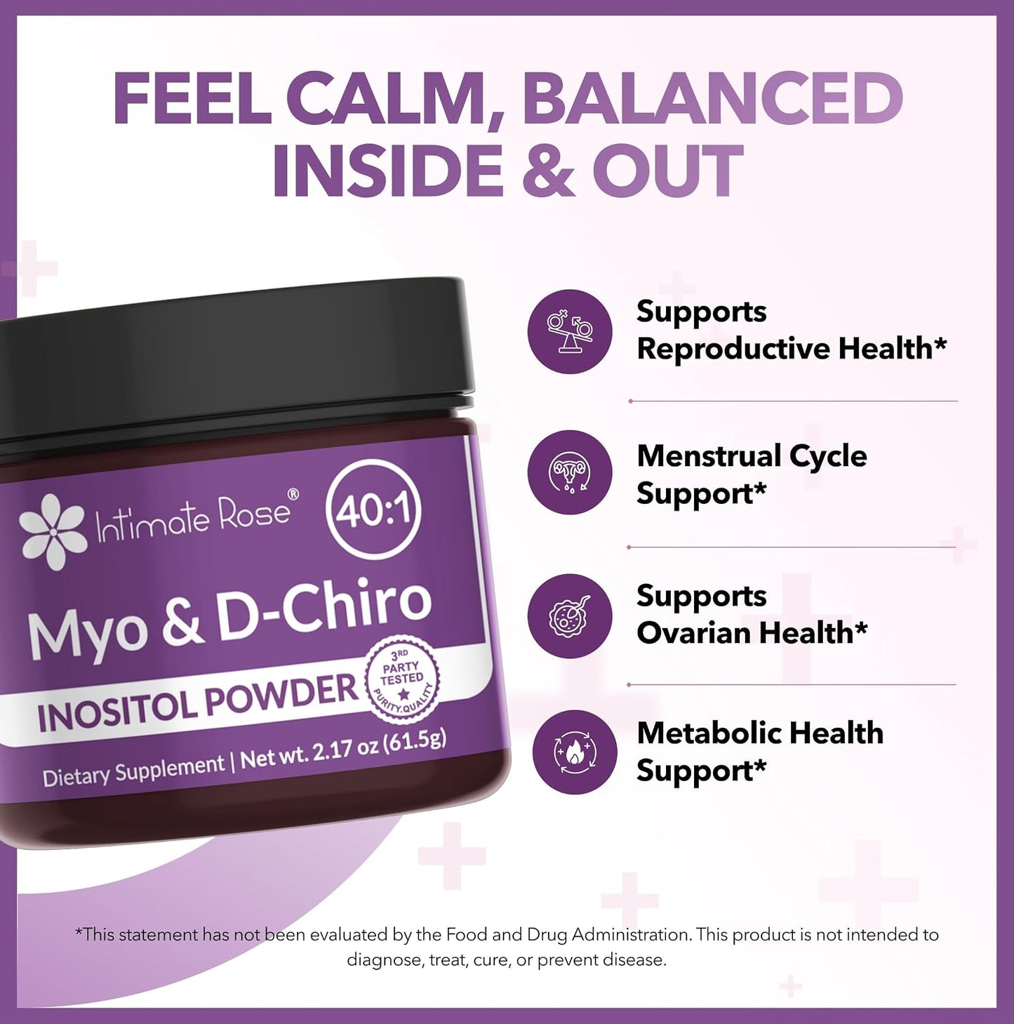 Intimate Rose Inositol Powder for Women - 40:1 Ratio Myo-Inositol & D-Chiro Inositol - görsel 3