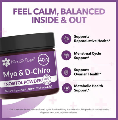 Intimate Rose Inositol Powder for Women - 40:1 Ratio Myo-Inositol & D-Chiro Inositol