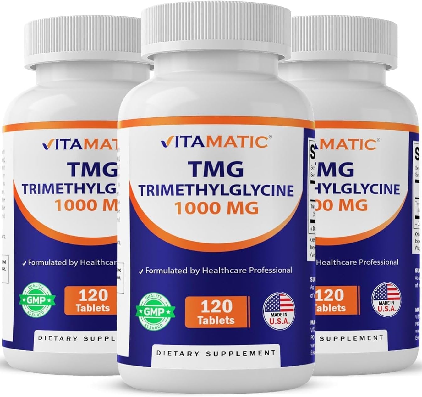 Vitamatic TMG 1000mg - Trimethylglycine (Betaine Anhydrous) - 120 Tablets - görsel 3